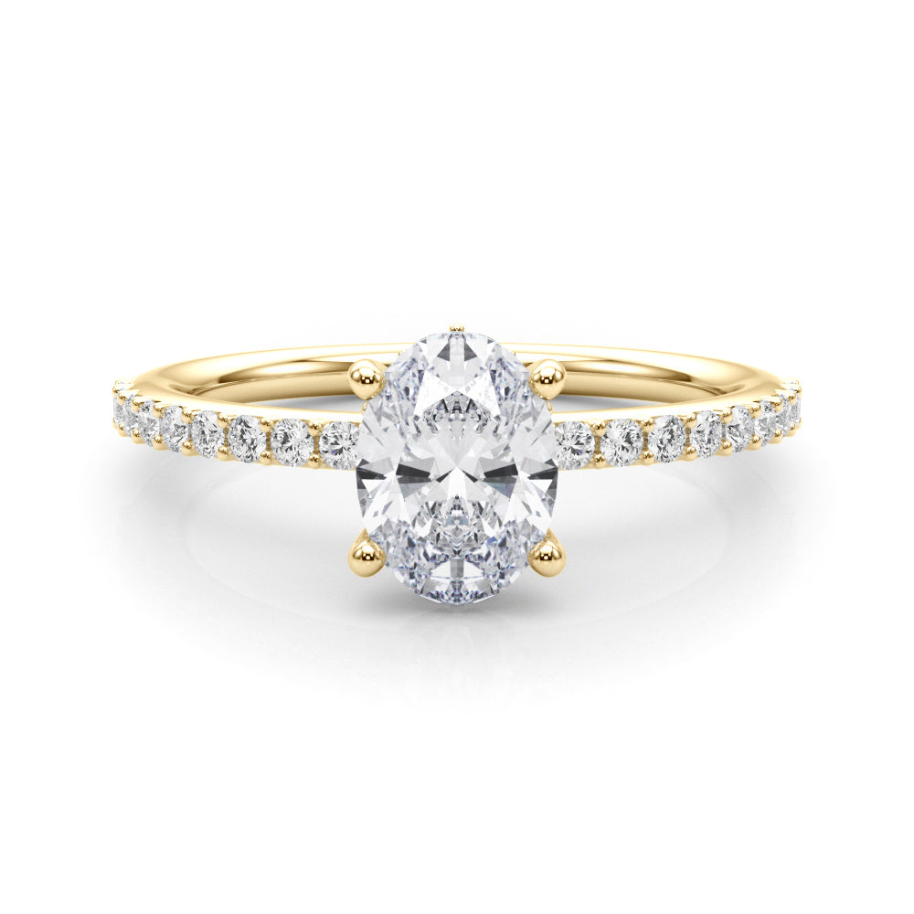Timeless Hidden Halo Ov Single Row Oval Diamond Engagement Ring — 9K/18K Gold & Platinum