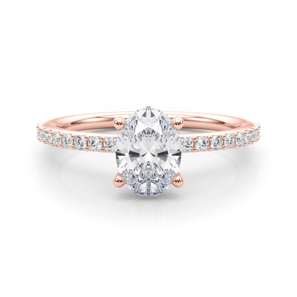 Timeless Hidden Halo Ov Single Row Oval Diamond Engagement Ring — 9K/18K Gold & Platinum