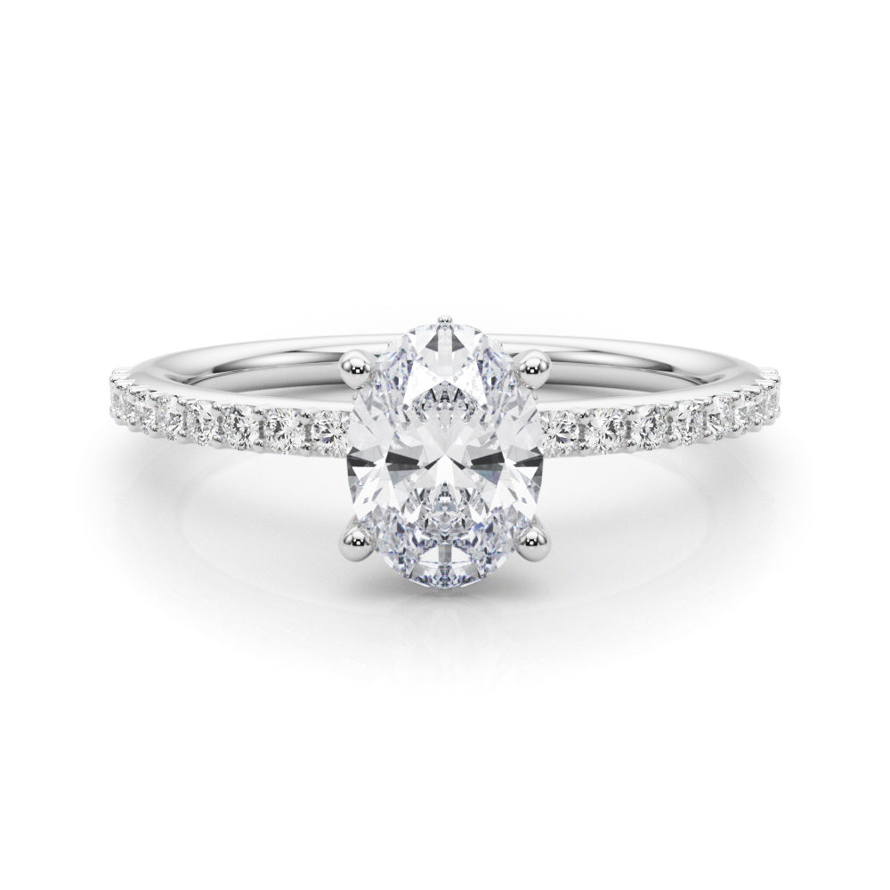 Timeless Hidden Halo Ov Single Row Oval Diamond Engagement Ring — 9K/18K Gold & Platinum
