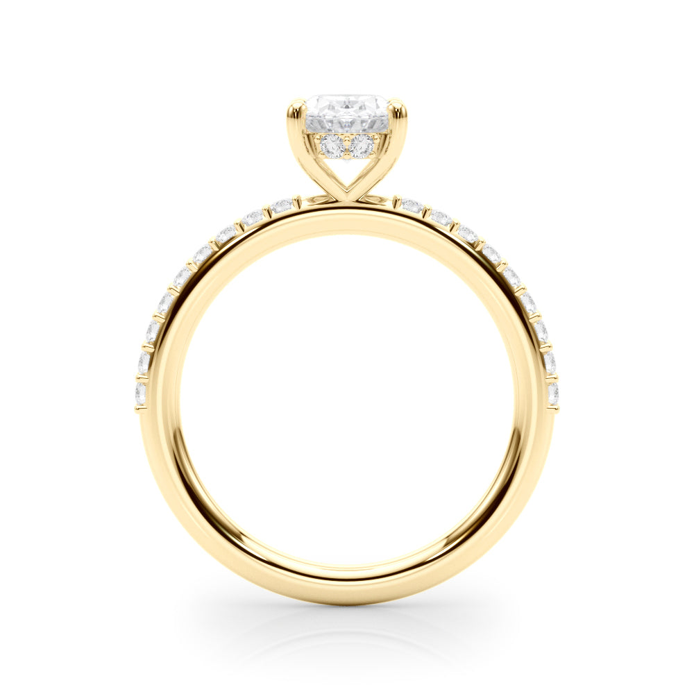Timeless Hidden Halo Ov Single Row Oval Diamond Engagement Ring — 9K/18K Gold & Platinum