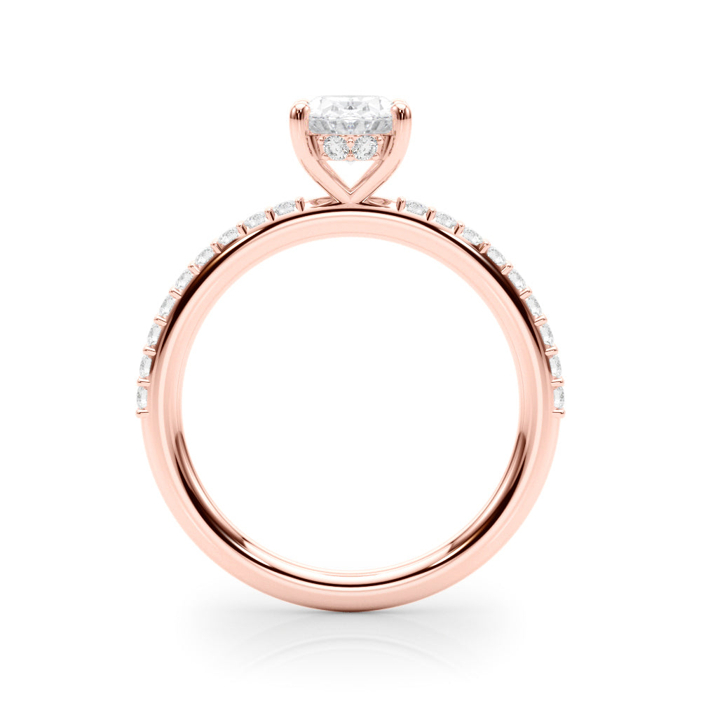 Timeless Hidden Halo Ov Single Row Oval Diamond Engagement Ring — 9K/18K Gold & Platinum