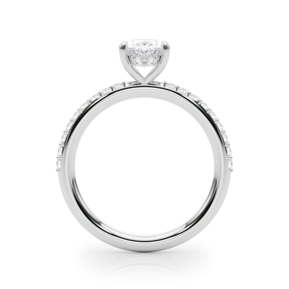 Timeless Hidden Halo Ov Single Row Oval Diamond Engagement Ring — 9K/18K Gold & Platinum