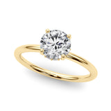 Vintage-Inspired Hidden Halo Rd Engagement Ring Round Diamond Engagement Ring — 9K/18K Gold & Platinum