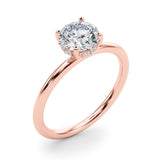Vintage-Inspired Hidden Halo Rd Engagement Ring Round Diamond Engagement Ring — 9K/18K Gold & Platinum