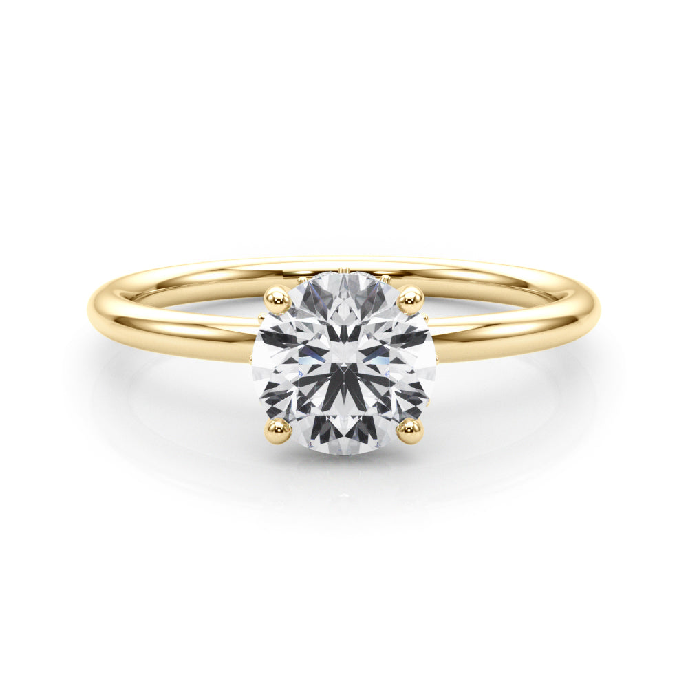 Vintage-Inspired Hidden Halo Rd Engagement Ring Round Diamond Engagement Ring — 9K/18K Gold & Platinum