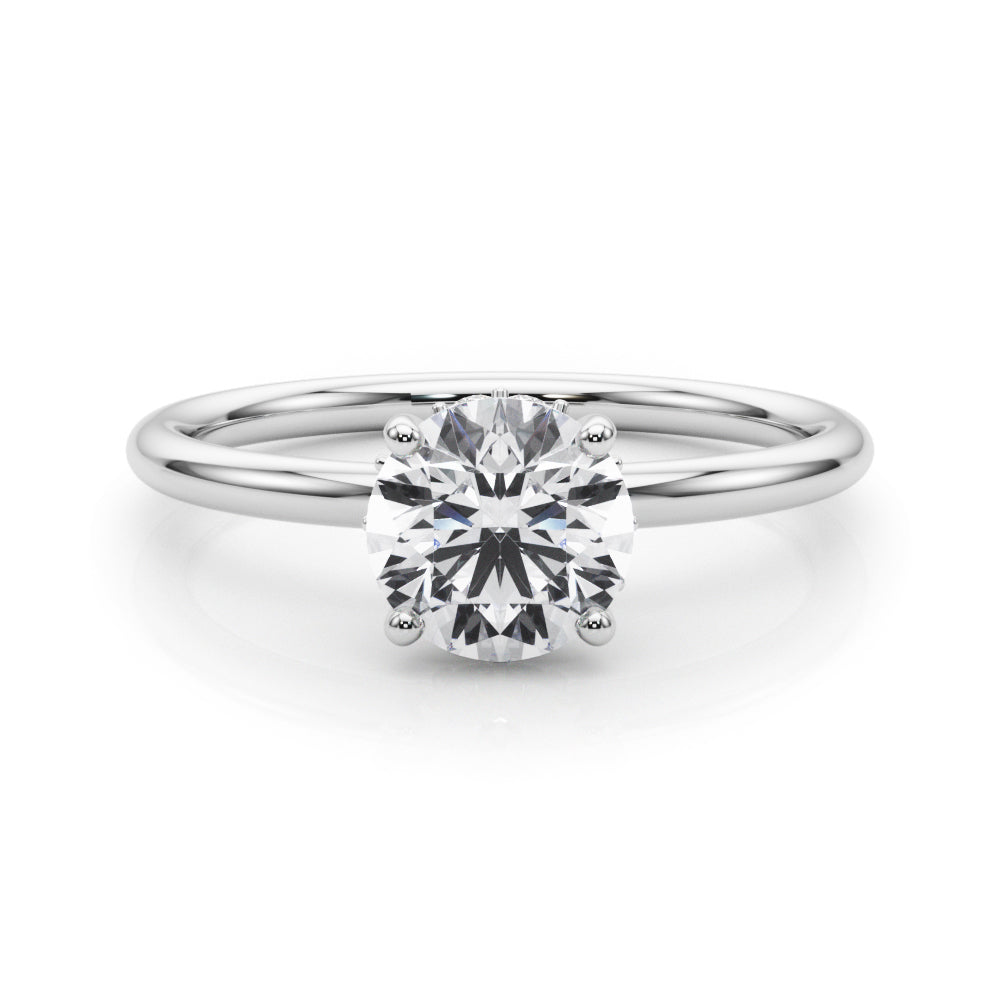 Vintage-Inspired Hidden Halo Rd Engagement Ring Round Diamond Engagement Ring — 9K/18K Gold & Platinum