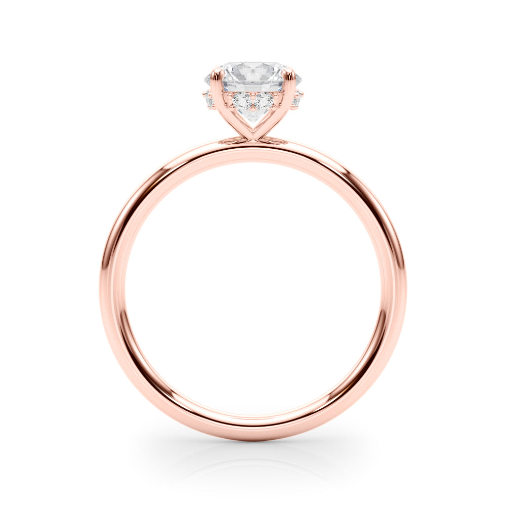 Vintage-Inspired Hidden Halo Rd Engagement Ring Round Diamond Engagement Ring — 9K/18K Gold & Platinum