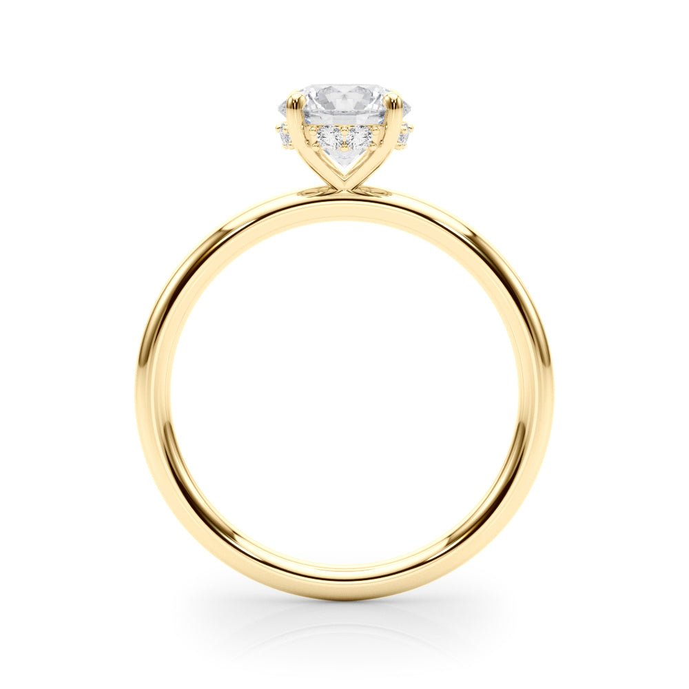 Vintage-Inspired Hidden Halo Rd Engagement Ring Round Diamond Engagement Ring — 9K/18K Gold & Platinum