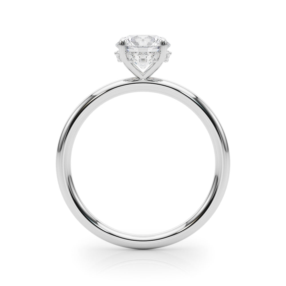 Vintage-Inspired Hidden Halo Rd Engagement Ring Round Diamond Engagement Ring — 9K/18K Gold & Platinum