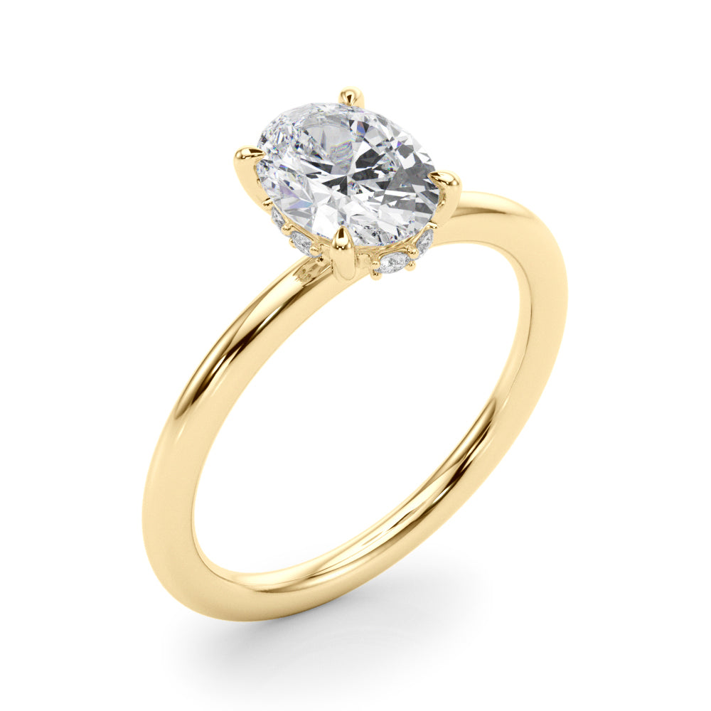 Heirloom Hidden Halo Ov Engagement Ring Oval Diamond Engagement Ring — 9K/18K Gold & Platinum