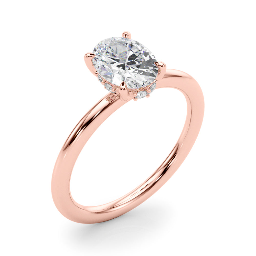 Heirloom Hidden Halo Ov Engagement Ring Oval Diamond Engagement Ring — 9K/18K Gold & Platinum