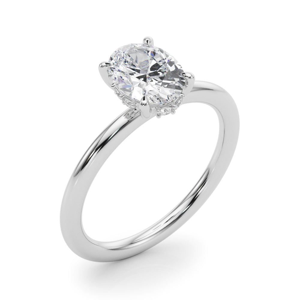 Heirloom Hidden Halo Ov Engagement Ring Oval Diamond Engagement Ring — 9K/18K Gold & Platinum