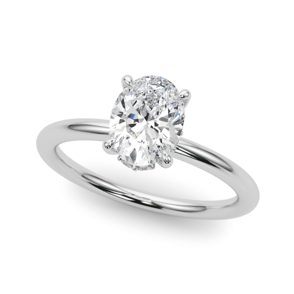Heirloom Hidden Halo Ov Engagement Ring Oval Diamond Engagement Ring — 9K/18K Gold & Platinum