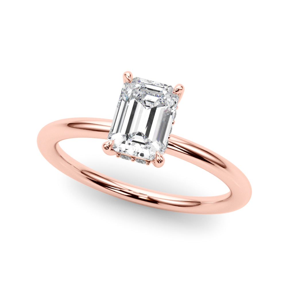 Luxe Hidden Halo Ec Engagement Ring Emerald Diamond Engagement Ring — 9K/18K Gold & Platinum