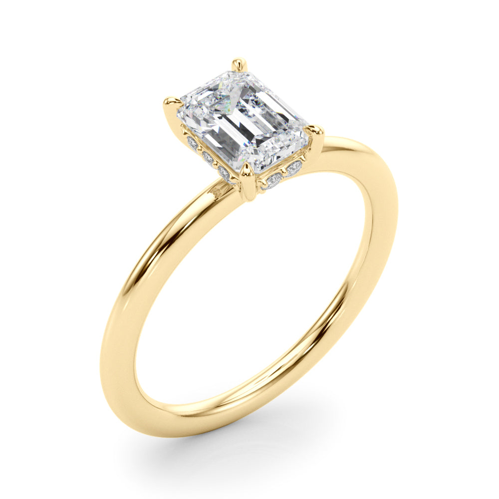 Luxe Hidden Halo Ec Engagement Ring Emerald Diamond Engagement Ring — 9K/18K Gold & Platinum