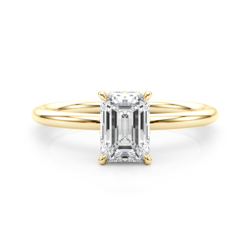 Luxe Hidden Halo Ec Engagement Ring Emerald Diamond Engagement Ring — 9K/18K Gold & Platinum