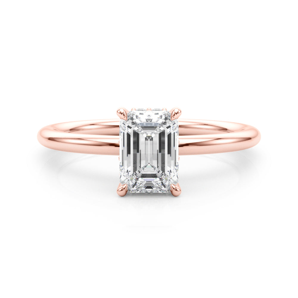 Luxe Hidden Halo Ec Engagement Ring Emerald Diamond Engagement Ring — 9K/18K Gold & Platinum