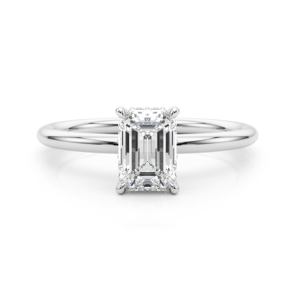 Luxe Hidden Halo Ec Engagement Ring Emerald Diamond Engagement Ring — 9K/18K Gold & Platinum