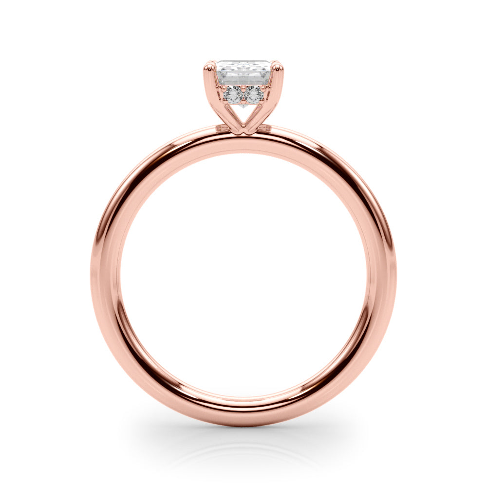 Luxe Hidden Halo Ec Engagement Ring Emerald Diamond Engagement Ring — 9K/18K Gold & Platinum