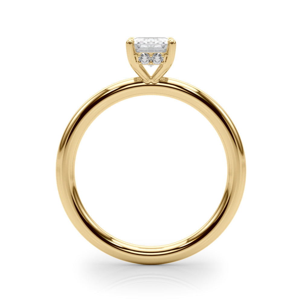 Luxe Hidden Halo Ec Engagement Ring Emerald Diamond Engagement Ring — 9K/18K Gold & Platinum