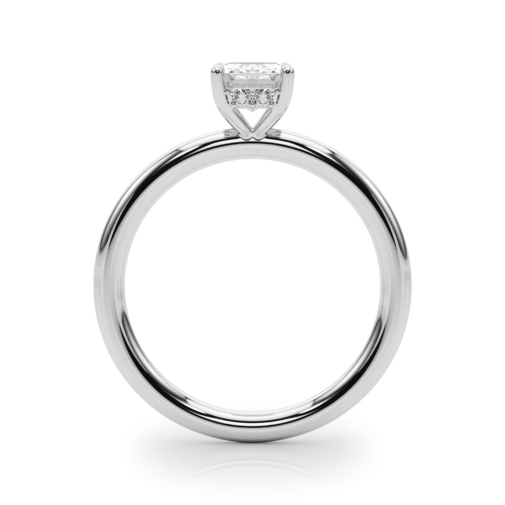 Luxe Hidden Halo Ec Engagement Ring Emerald Diamond Engagement Ring — 9K/18K Gold & Platinum