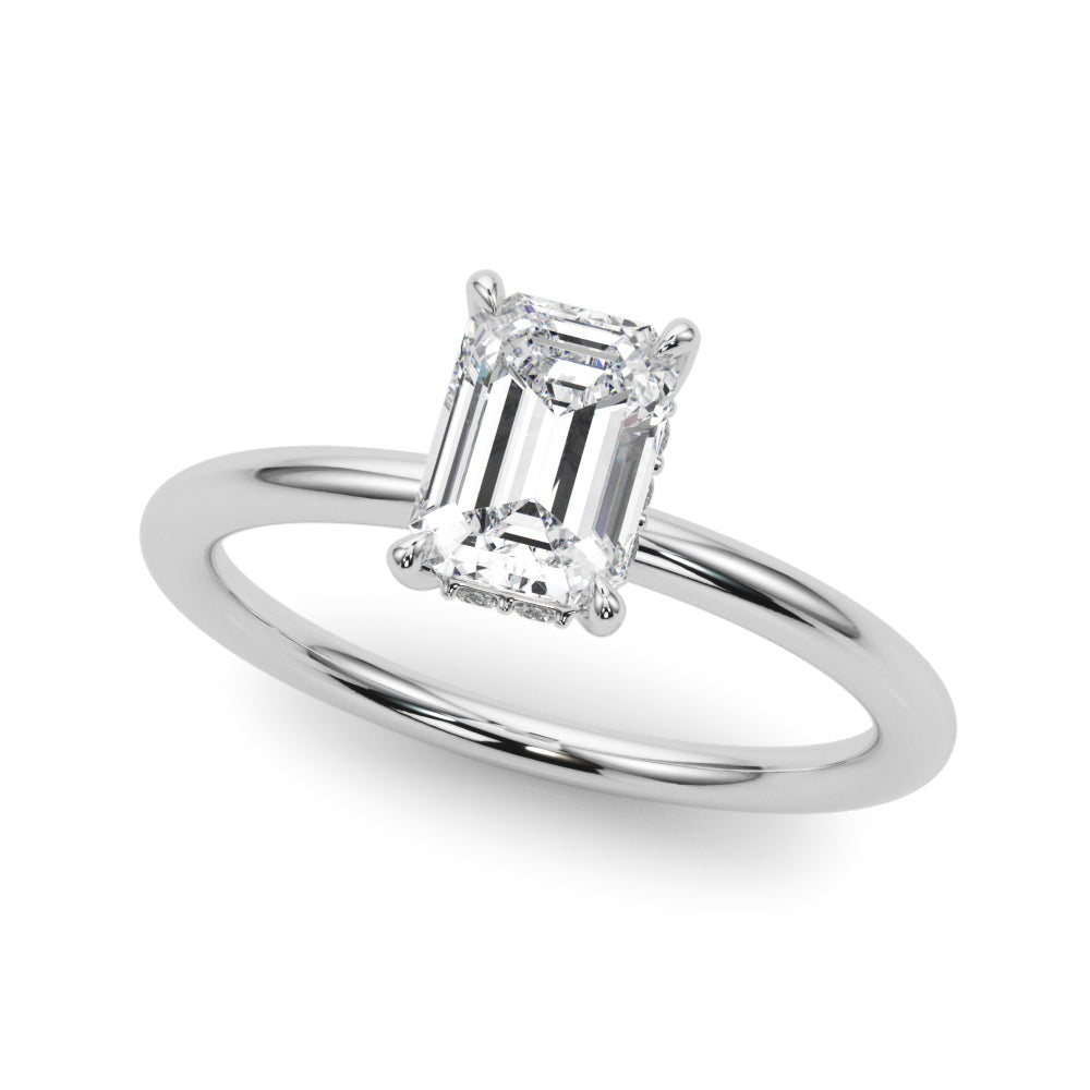 Luxe Hidden Halo Ec Engagement Ring Emerald Diamond Engagement Ring — 9K/18K Gold & Platinum