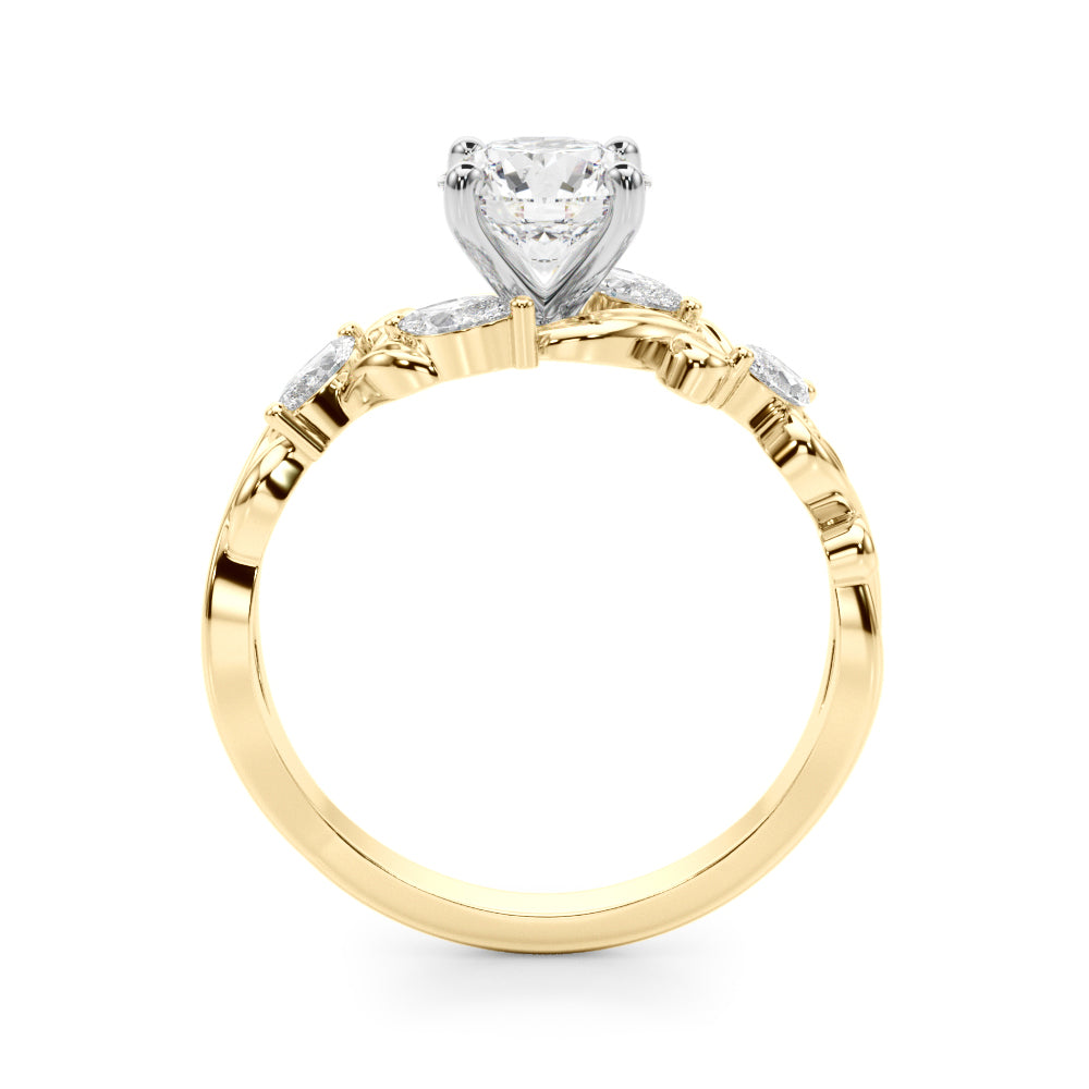 Refined Sidestone Marquise Diamond Engagement Ring — 9K/18K Gold & Platinum
