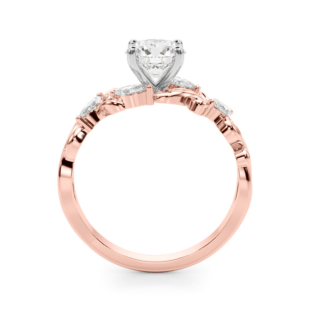 Refined Sidestone Marquise Diamond Engagement Ring — 9K/18K Gold & Platinum