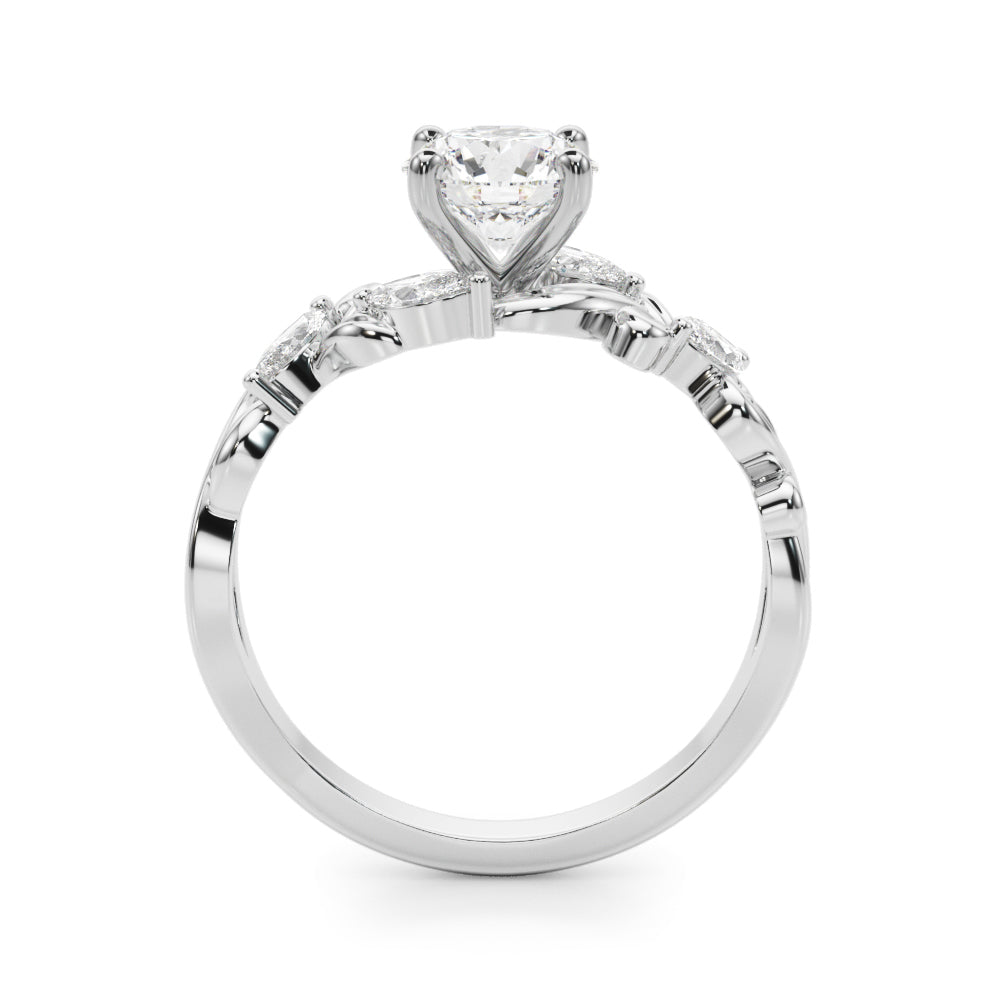 Refined Sidestone Marquise Diamond Engagement Ring — 9K/18K Gold & Platinum