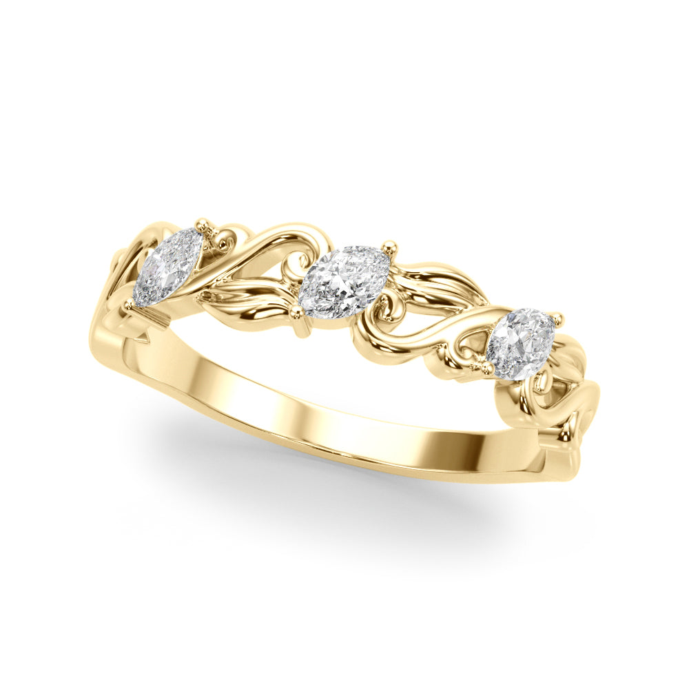 Nature Inspired Marquise Half Eternity Ring in Gold & Platinum