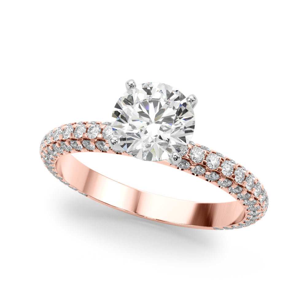 Signature Pave Engagement Ring Round Diamond Engagement Ring — 9K/18K Gold & Platinum