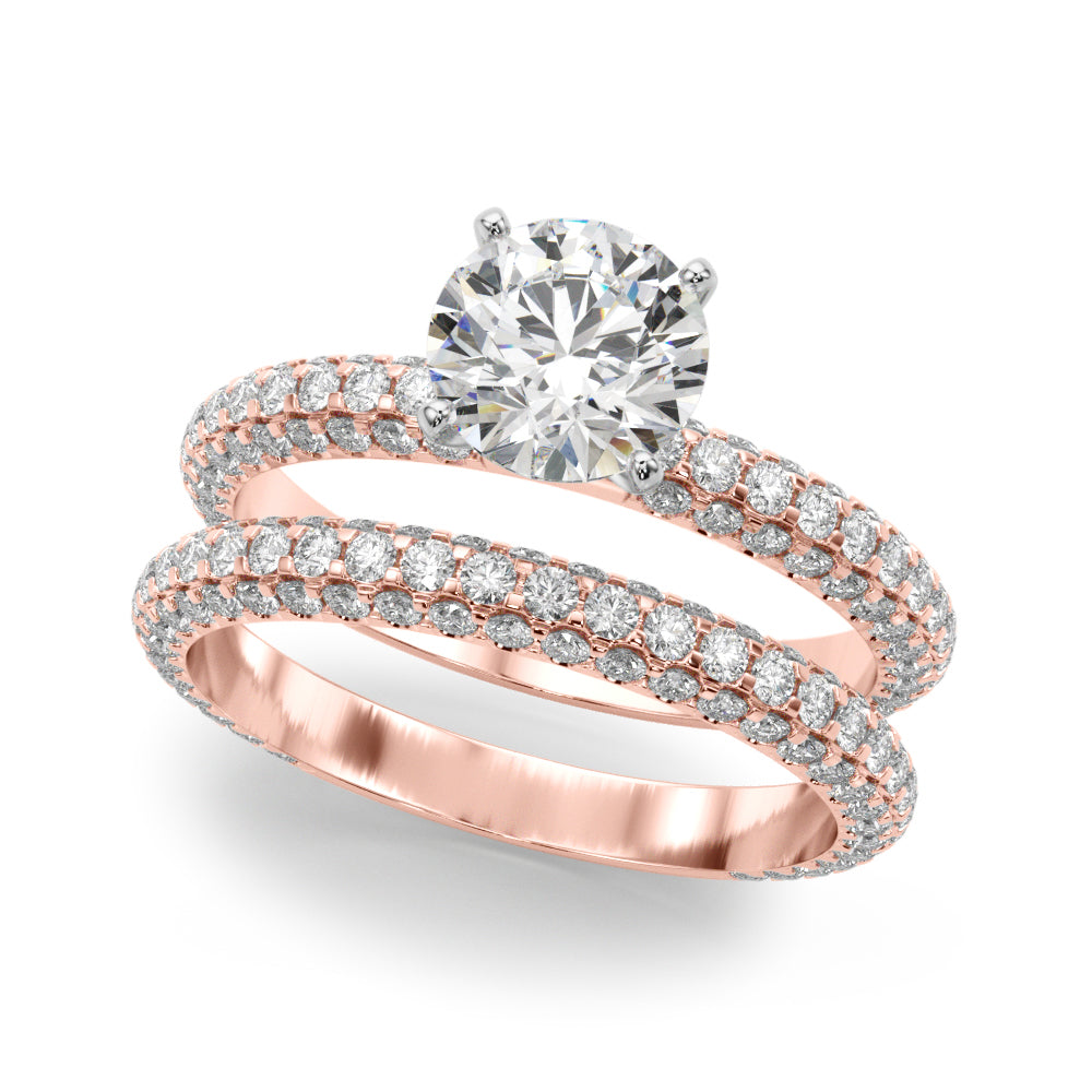 Signature Pave Engagement Ring Round Diamond Engagement Ring — 9K/18K Gold & Platinum