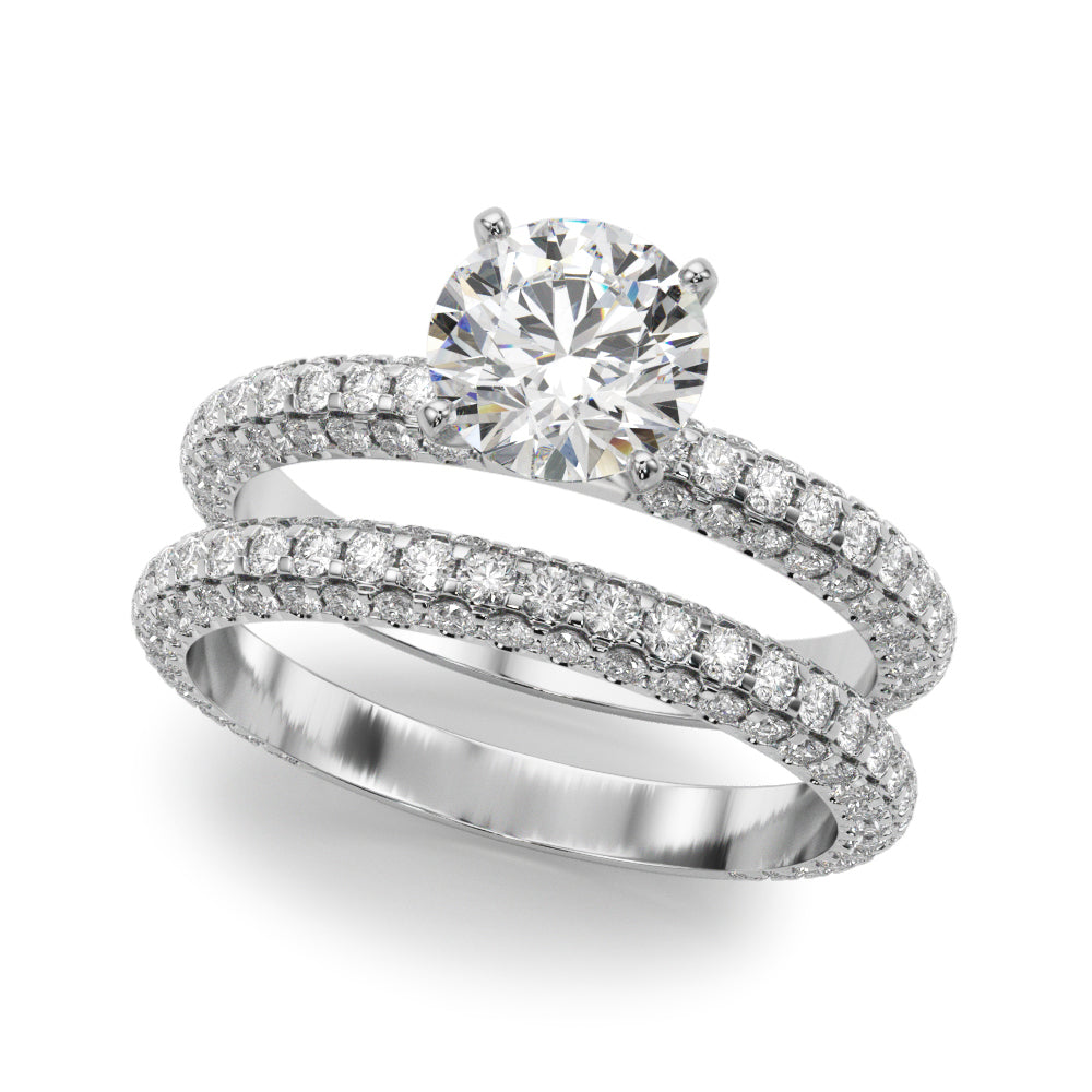 Signature Pave Engagement Ring Round Diamond Engagement Ring — 9K/18K Gold & Platinum