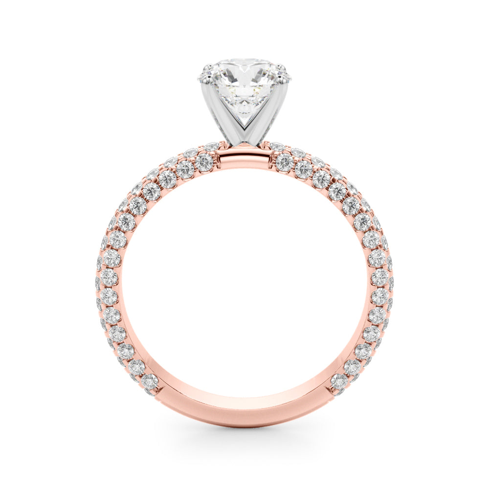 Signature Pave Engagement Ring Round Diamond Engagement Ring — 9K/18K Gold & Platinum