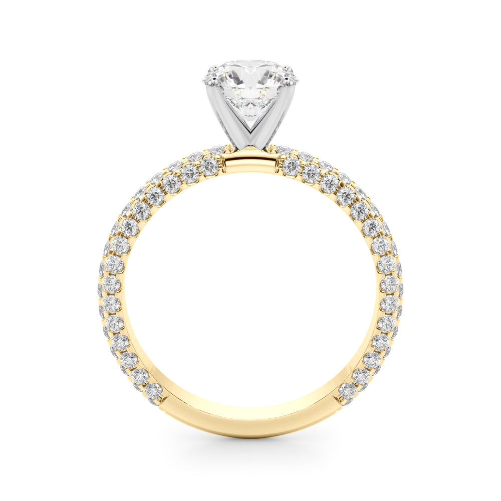 Signature Pave Engagement Ring Round Diamond Engagement Ring — 9K/18K Gold & Platinum
