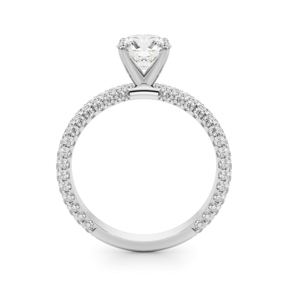 Signature Pave Engagement Ring Round Diamond Engagement Ring — 9K/18K Gold & Platinum