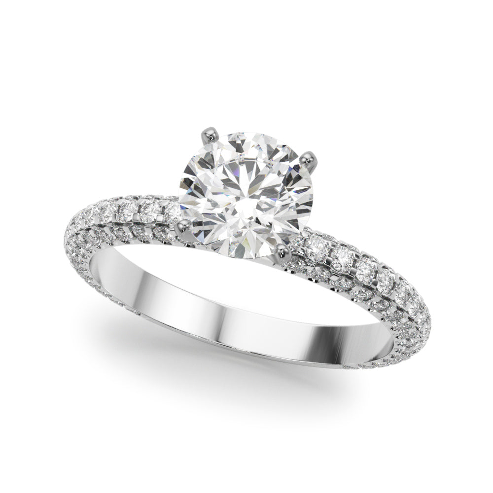 Signature Pave Engagement Ring Round Diamond Engagement Ring — 9K/18K Gold & Platinum