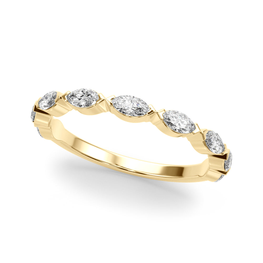 9-Stone V-Prong Marquise Half Eternity Ring in Gold & Platinum