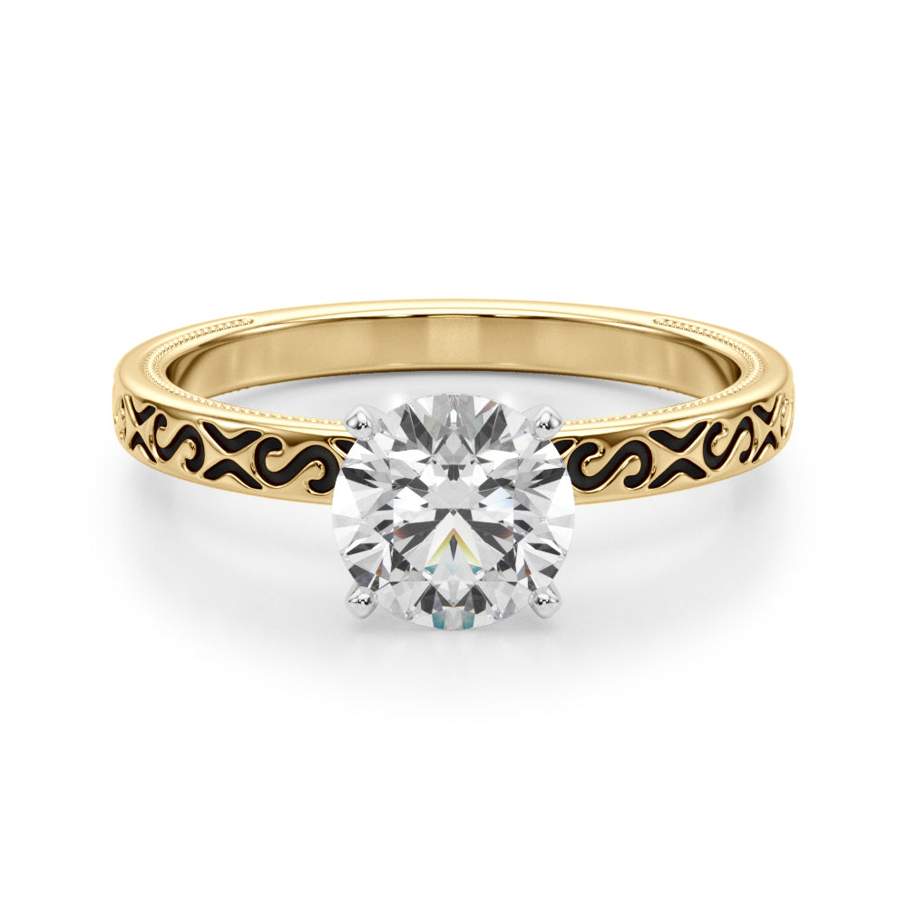 Majestic Solitaire Round Diamond Engagement Ring — 9K/18K Gold & Platinum