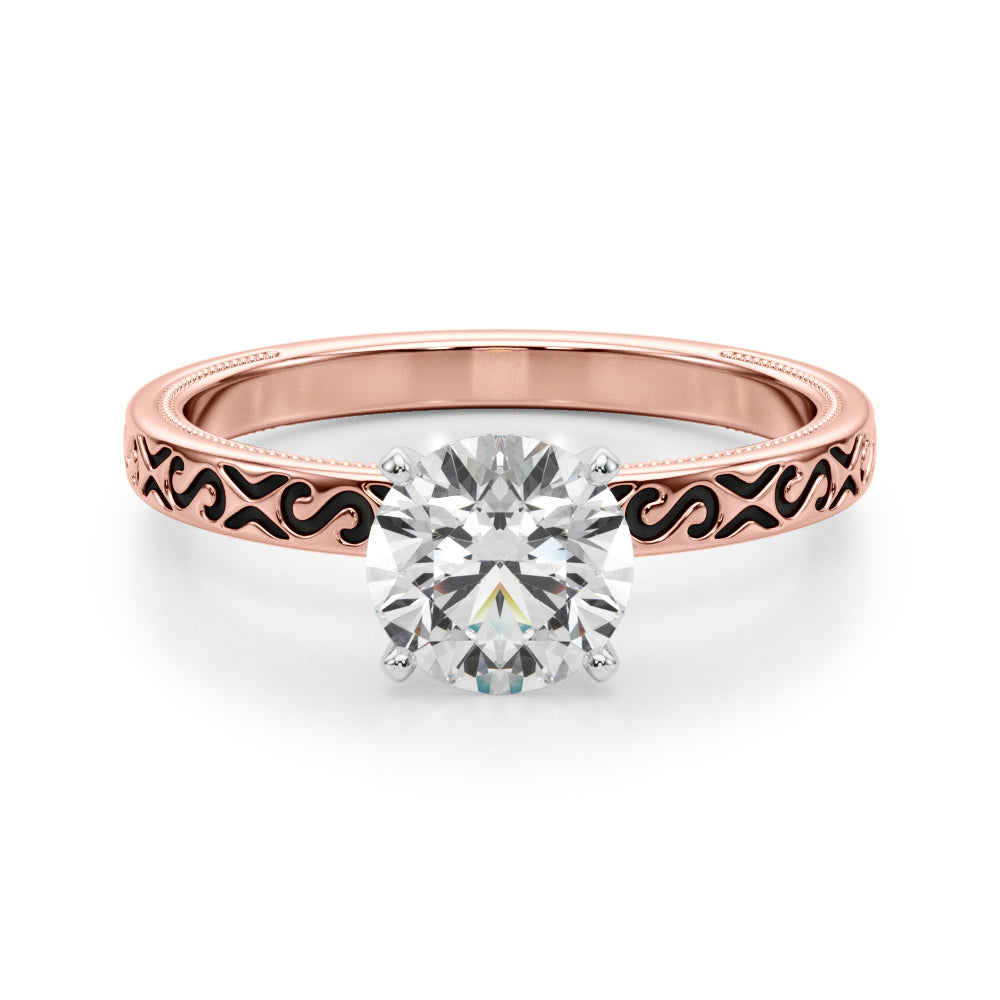 Majestic Solitaire Round Diamond Engagement Ring — 9K/18K Gold & Platinum