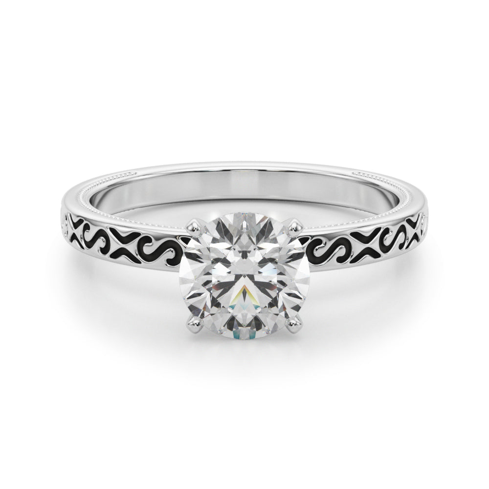Majestic Solitaire Round Diamond Engagement Ring — 9K/18K Gold & Platinum