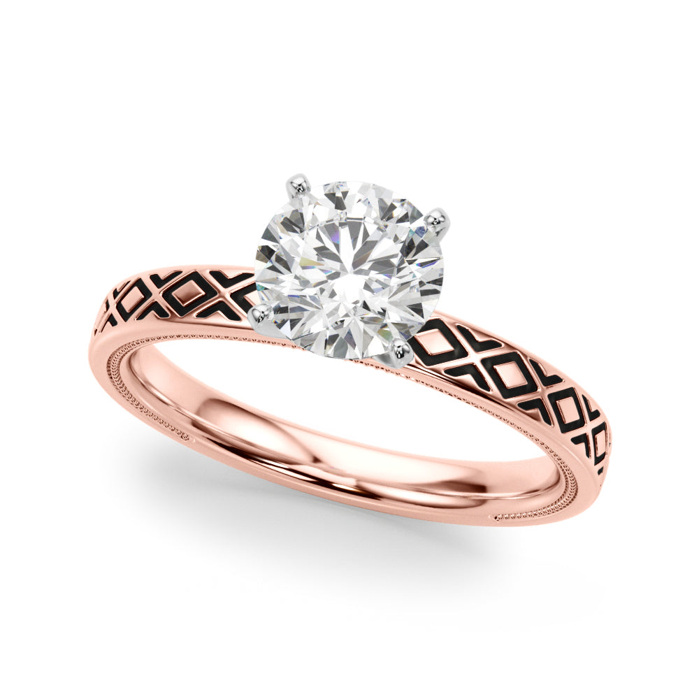 Sculpted Solitaire Round Diamond Engagement Ring — 9K/18K Gold & Platinum