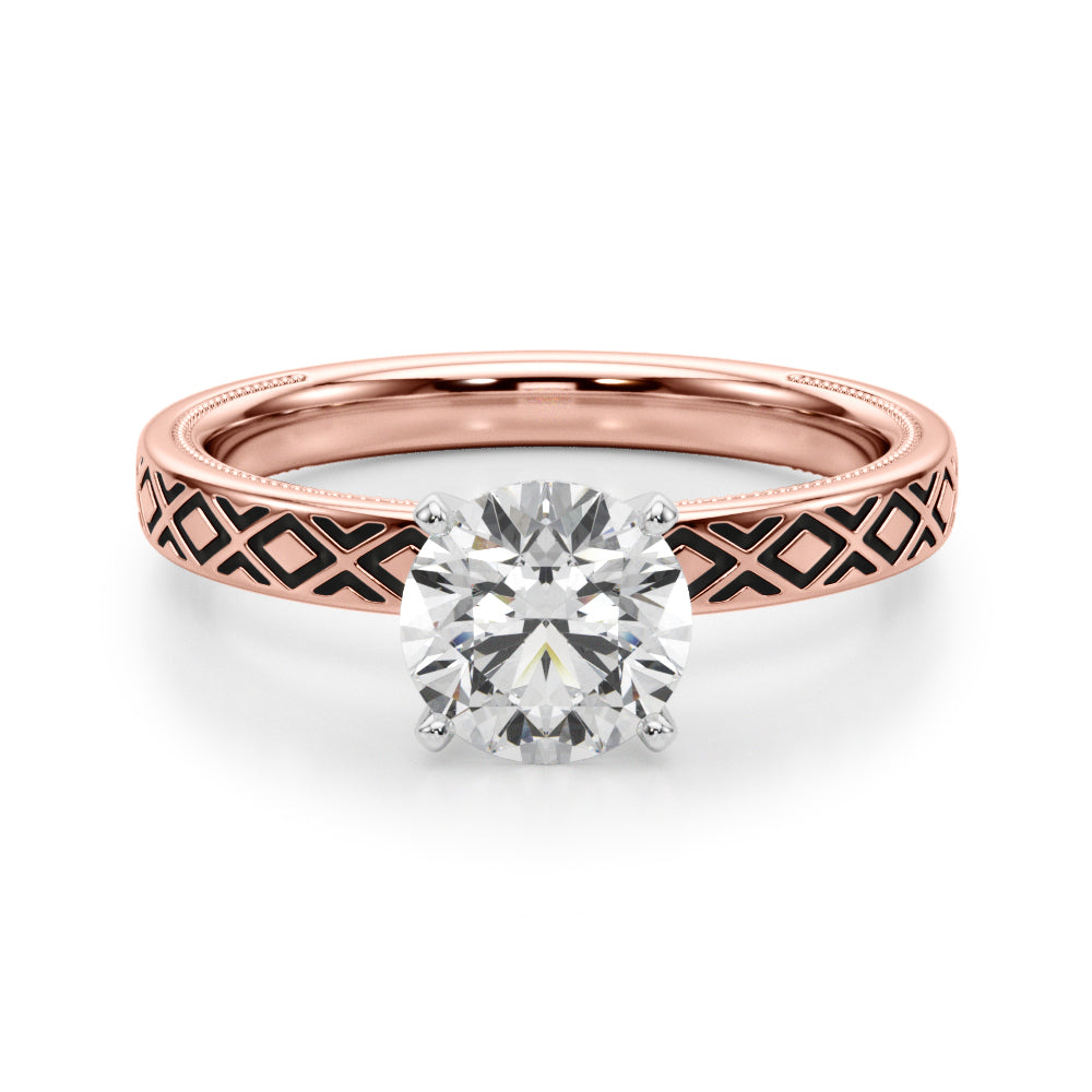 Sculpted Solitaire Round Diamond Engagement Ring — 9K/18K Gold & Platinum
