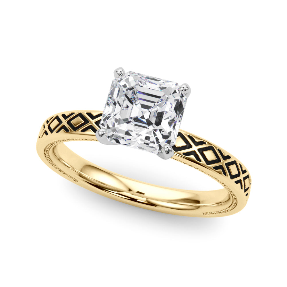 Sculpted Solitaire Round Diamond Engagement Ring — 9K/18K Gold & Platinum