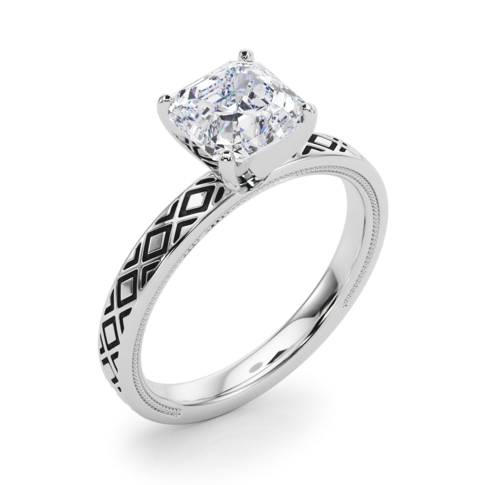 Sculpted Solitaire Round Diamond Engagement Ring — 9K/18K Gold & Platinum