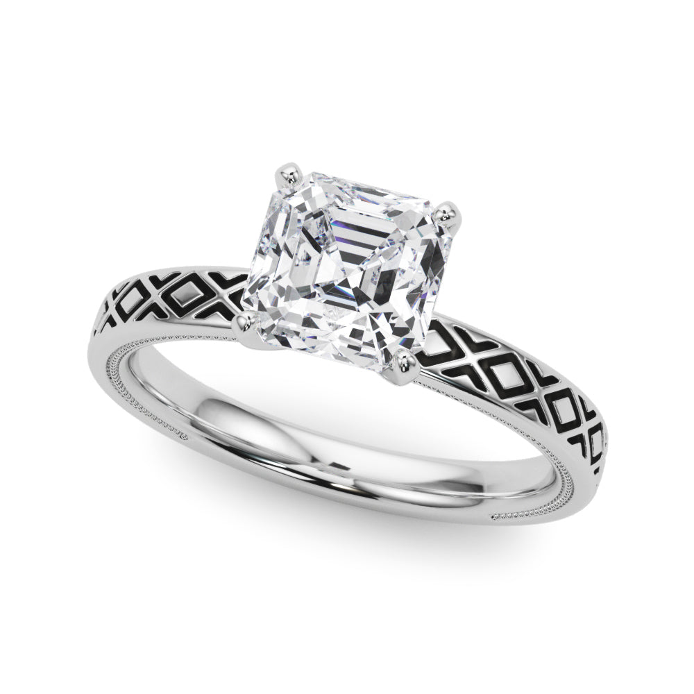 Sculpted Solitaire Round Diamond Engagement Ring — 9K/18K Gold & Platinum