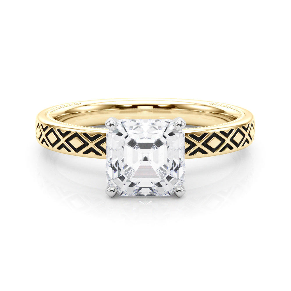 Sculpted Solitaire Round Diamond Engagement Ring — 9K/18K Gold & Platinum
