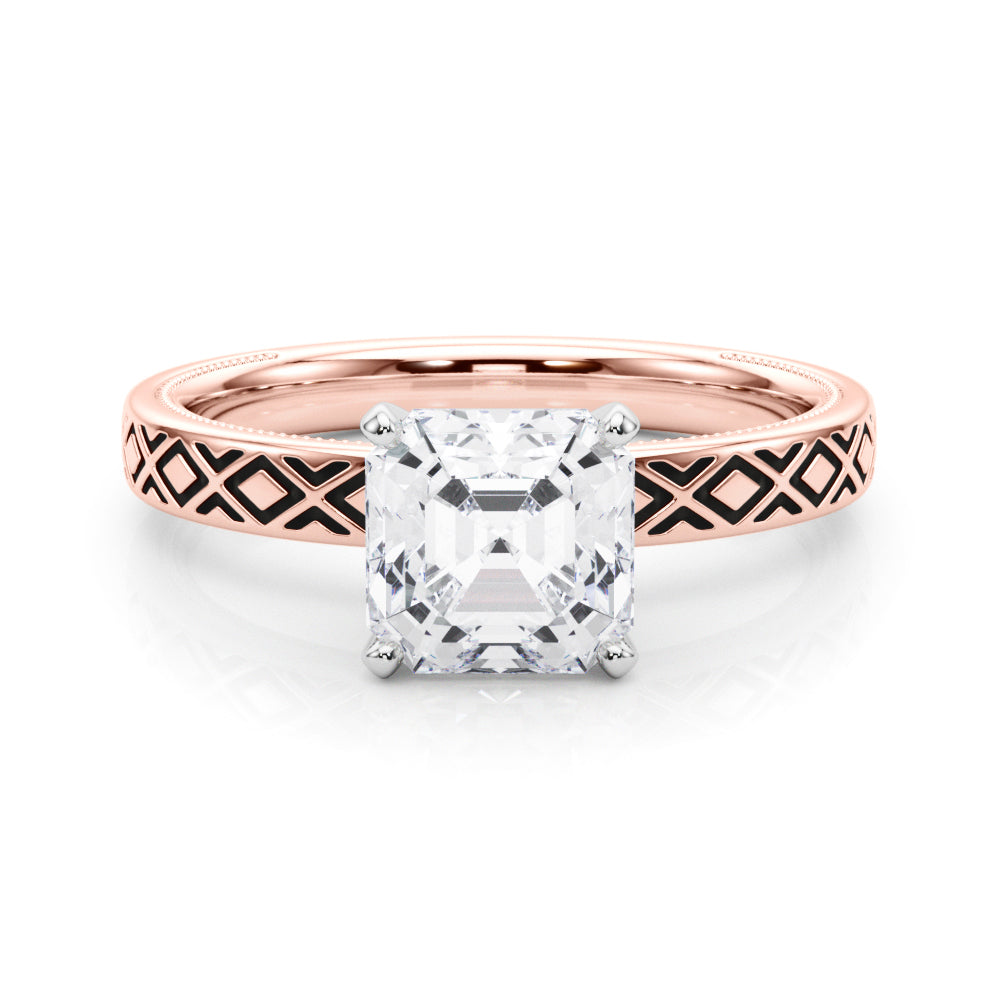 Sculpted Solitaire Round Diamond Engagement Ring — 9K/18K Gold & Platinum