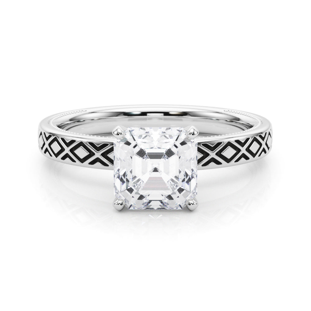 Sculpted Solitaire Round Diamond Engagement Ring — 9K/18K Gold & Platinum