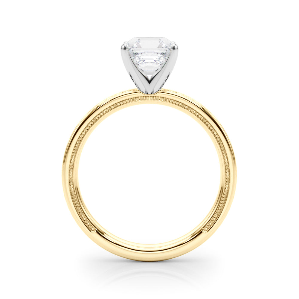 Sculpted Solitaire Round Diamond Engagement Ring — 9K/18K Gold & Platinum